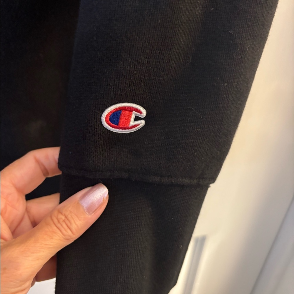 Champion Black Hoodie with White Logo sz small - Picture 6 of 7
